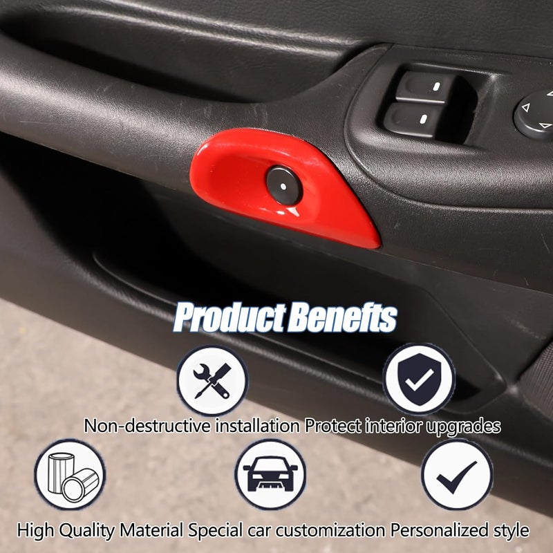 Moittellc Car Door Switch Cover Trim Compatible with Chevy Corvette C6 2005-2013, Interior Door Release Bezel Switch Button Trim Accessories (Sports red) - Image 3